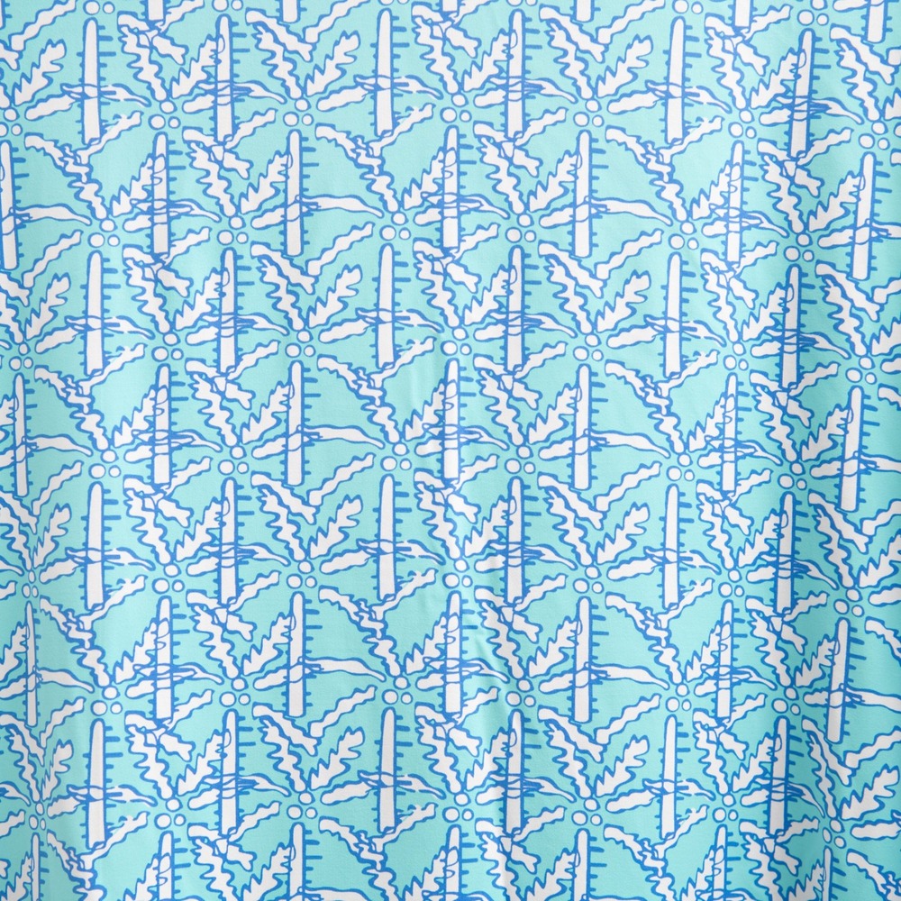 LuLu B Dress Sz L Palm Tree Print Blue Dress Beachy Resort Stretch Poolside Soft - Picture 3 of 5
